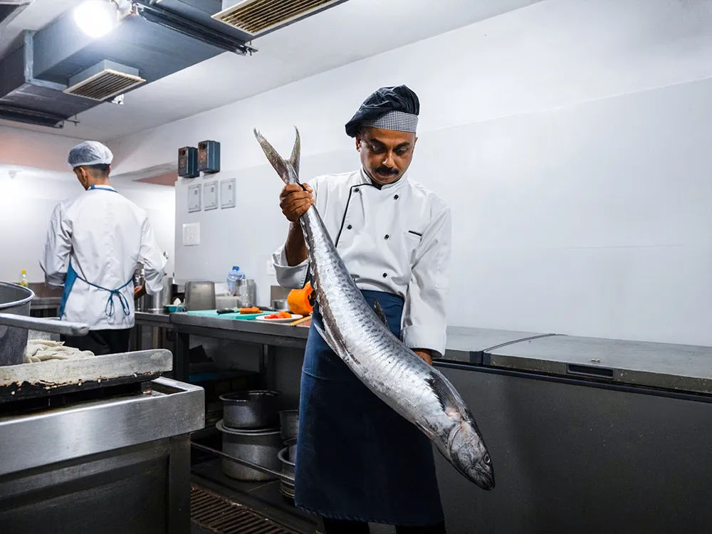 Chef with the morning's catch